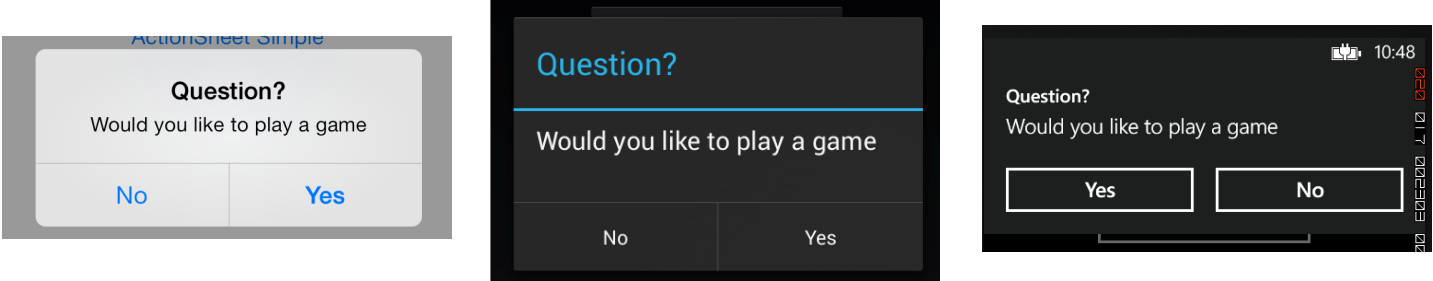 Question dialog on the 3 major platforms